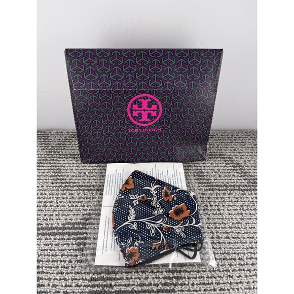Tory Burch Face Mask New/Sealed Navy Floral - Picture 1 of 4